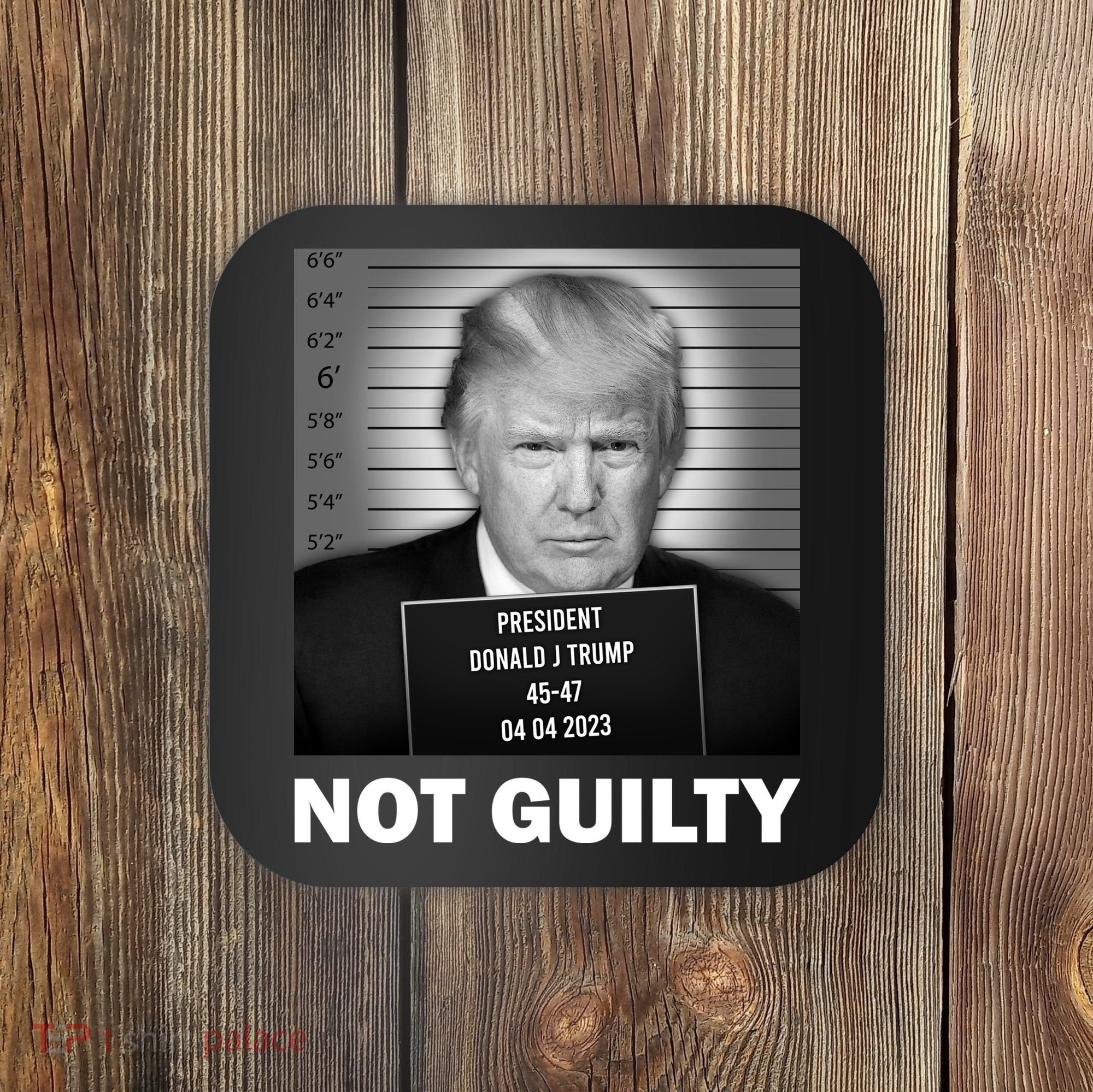 Funny Not Guilty Trump Mug Shot Coaster