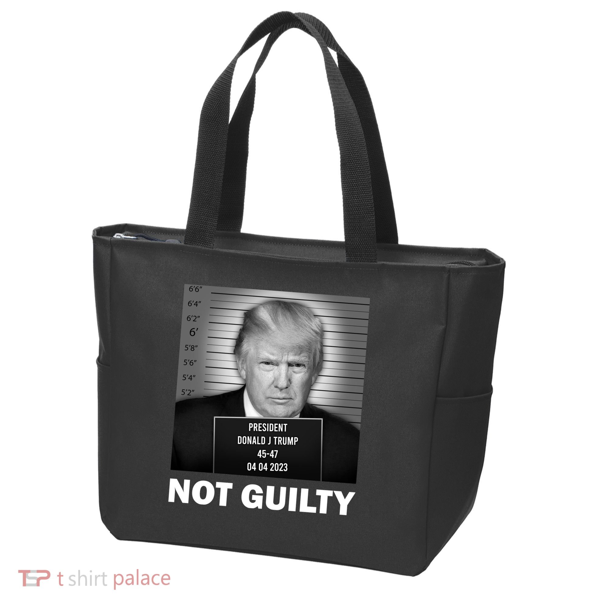Funny Not Guilty Trump Mug Shot Tote Bag