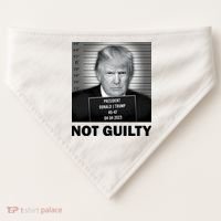 Funny Not Guilty Trump Mug Shot USA-Made Doggie Bandana thumb 0