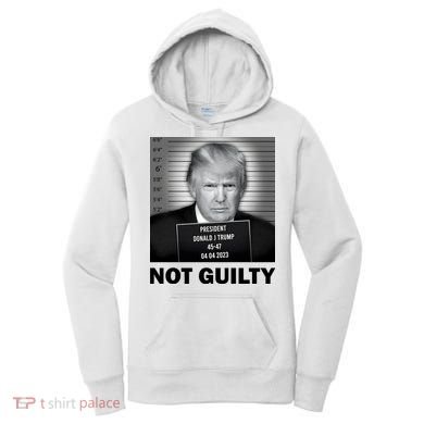 Funny Not Guilty Trump Mug Shot Women's Hoodie