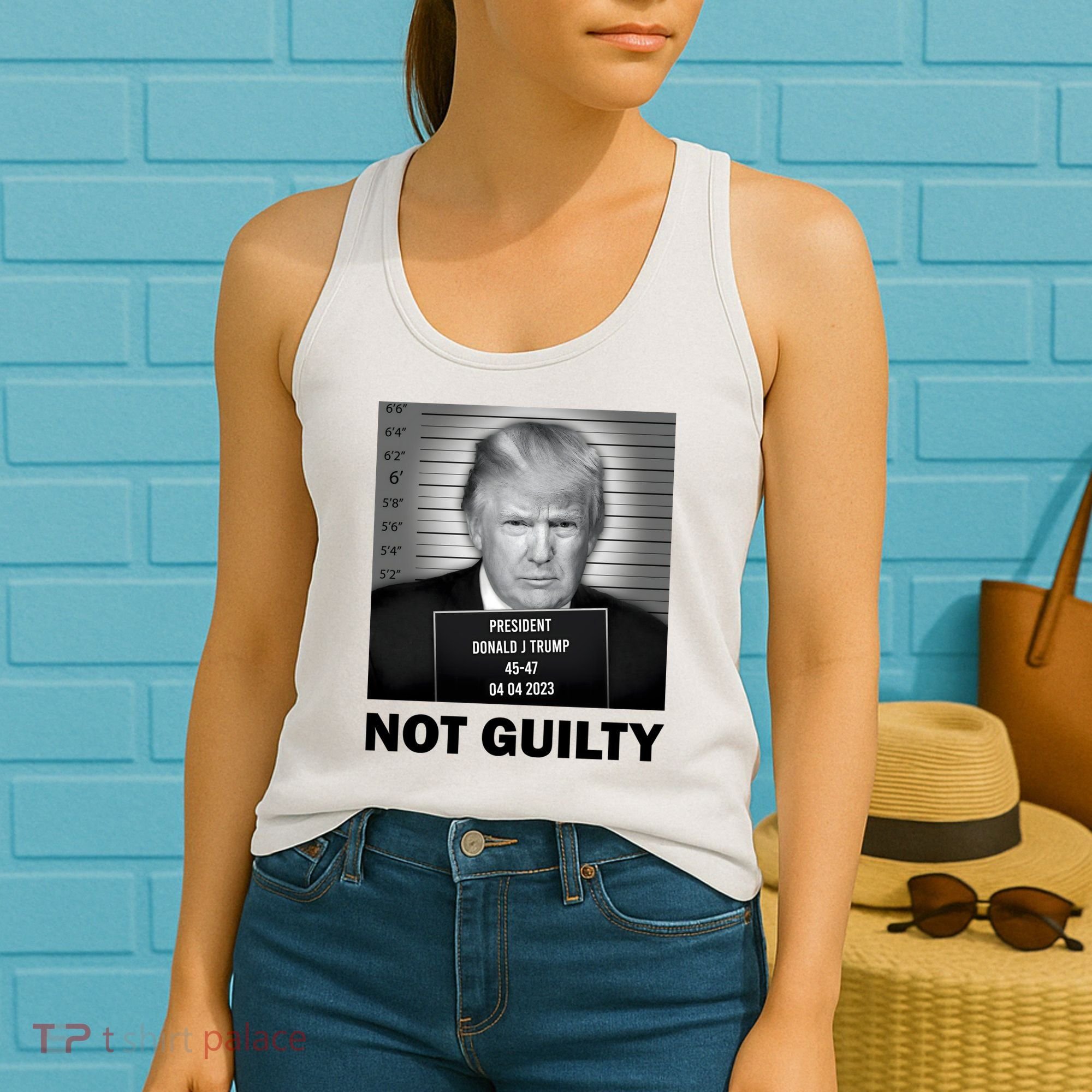 Funny Not Guilty Trump Mug Shot Women's Tank Top
