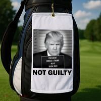 Funny Not Guilty Trump Mug Shot Golf Towel thumb 2