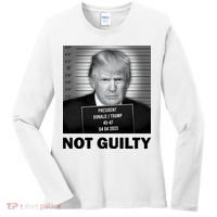 Funny Not Guilty Trump Mug Shot Women's Long Sleeve Shirt thumb 0