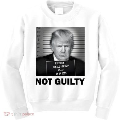 Funny Not Guilty Trump Mug Shot Kids Sweatshirt