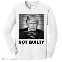 Funny Not Guilty Trump Mug Shot Kids Long Sleeve Shirt thumb 0