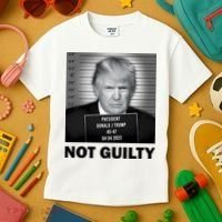 Funny Not Guilty Trump Mug Shot Kids T-Shirt thumb 3
