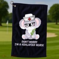 Funny Nurse Gifts, Koala Koalafied Nursing Qualified Golf Towel thumb 1
