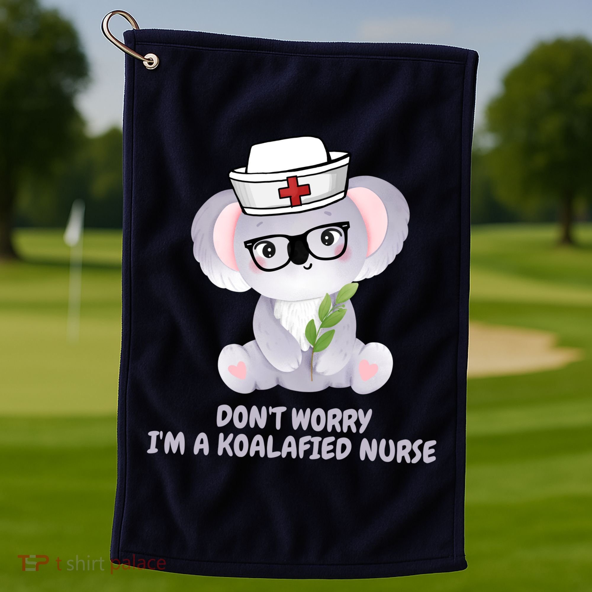 Funny Nurse Gifts, Koala Koalafied Nursing Qualified Golf Towel