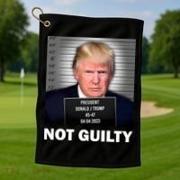 Funny Not Guilty Donald Trump Mug Shot Golf Towel thumb 1