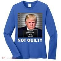 Funny Not Guilty Donald Trump Mug Shot Women's Long Sleeve Shirt thumb 0