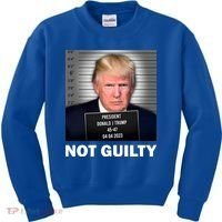 Funny Not Guilty Donald Trump Mug Shot Kids Sweatshirt thumb 0