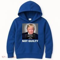 Funny Not Guilty Donald Trump Mug Shot Kids Hoodie thumb 0