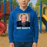 Funny Not Guilty Donald Trump Mug Shot Kids Hoodie thumb 2
