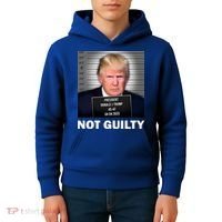 Funny Not Guilty Donald Trump Mug Shot Kids Hoodie thumb 4