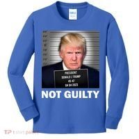 Funny Not Guilty Donald Trump Mug Shot Kids Long Sleeve Shirt thumb 0