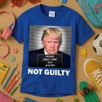 Funny Not Guilty Donald Trump Mug Shot Kids T-Shirt thumb 3
