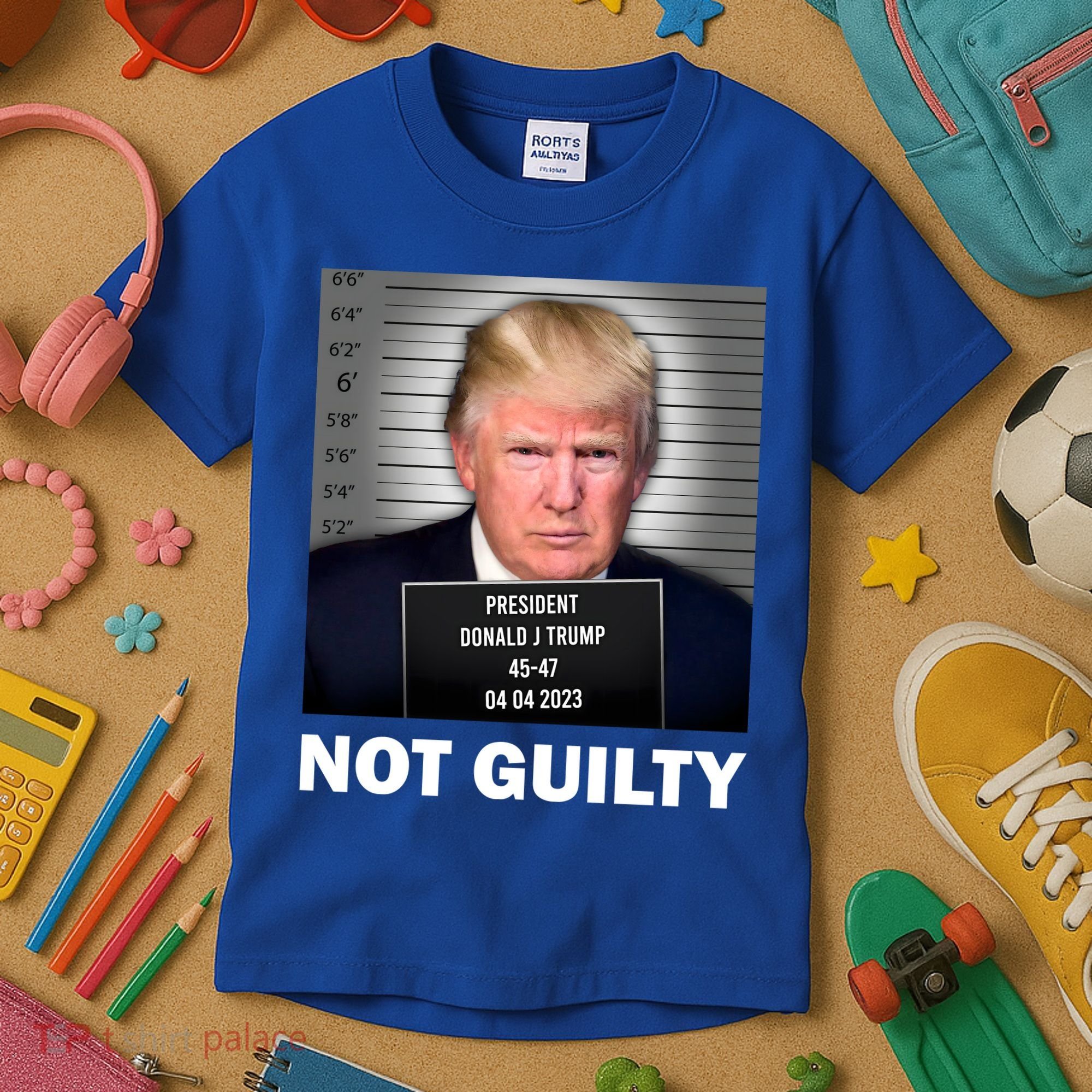 Funny Not Guilty Donald Trump Mug Shot Kids T-Shirt