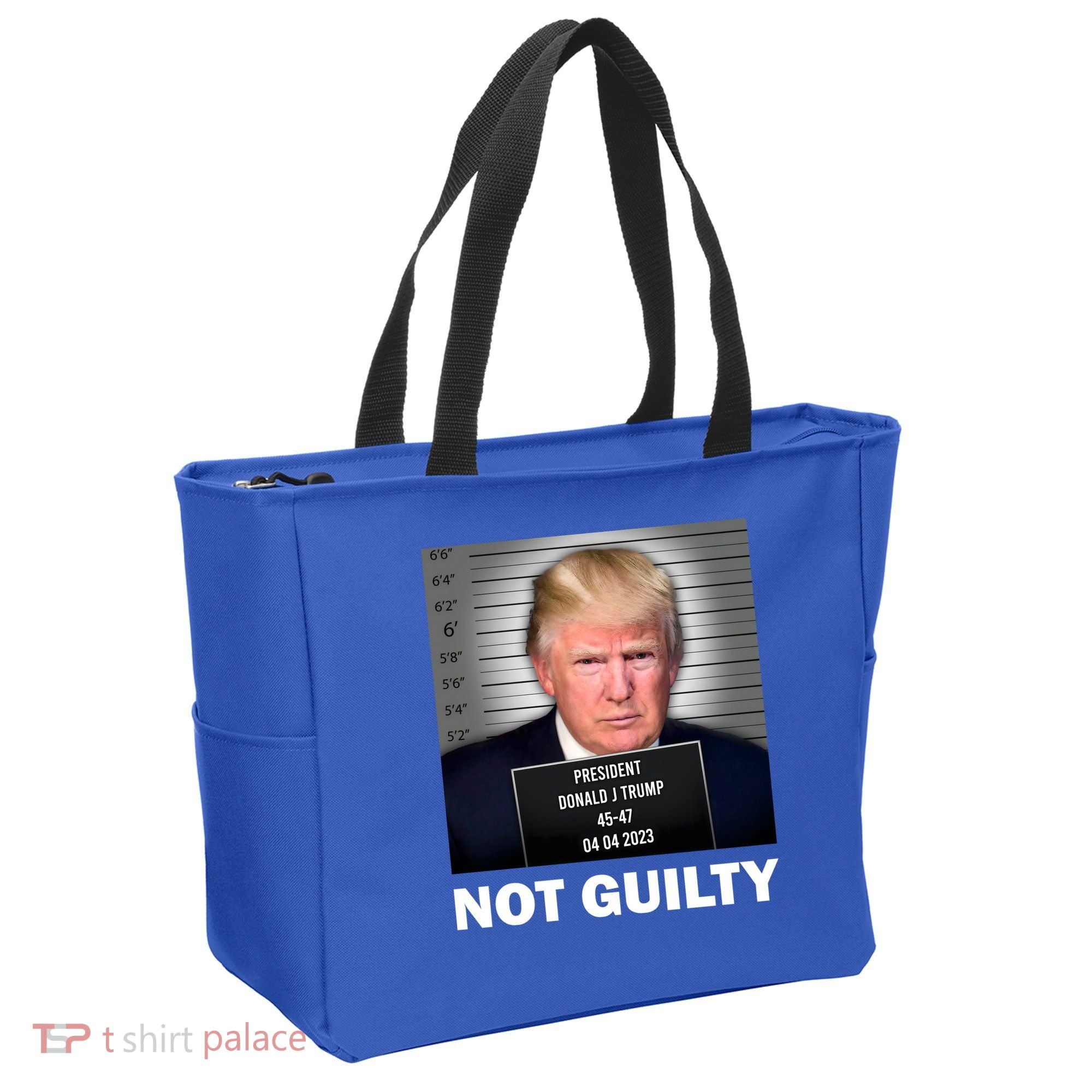 Funny Not Guilty Donald Trump Mug Shot Tote Bag