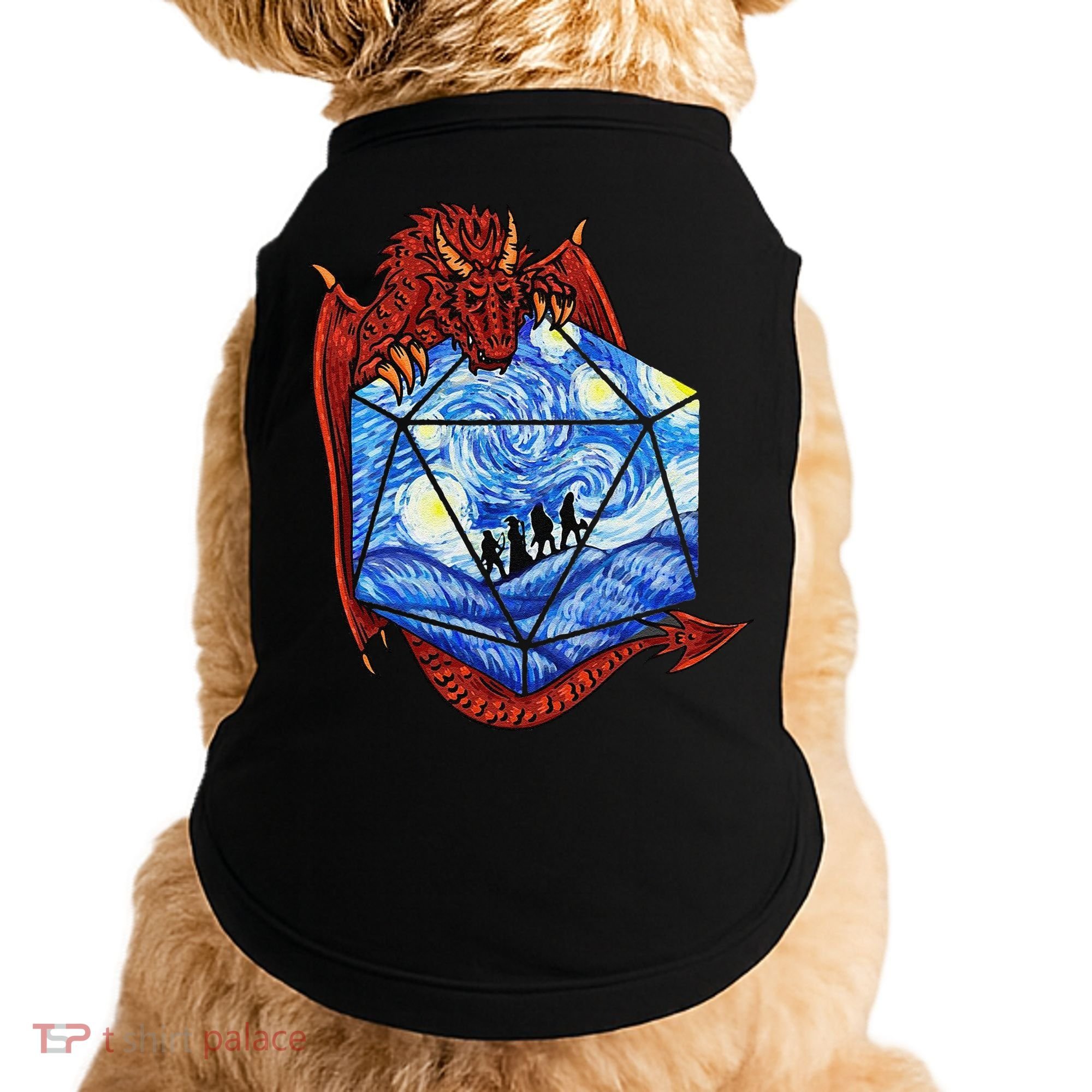 Funny Nerdy Gamer Fantasy Art Starry Night Gift Doggie Tank