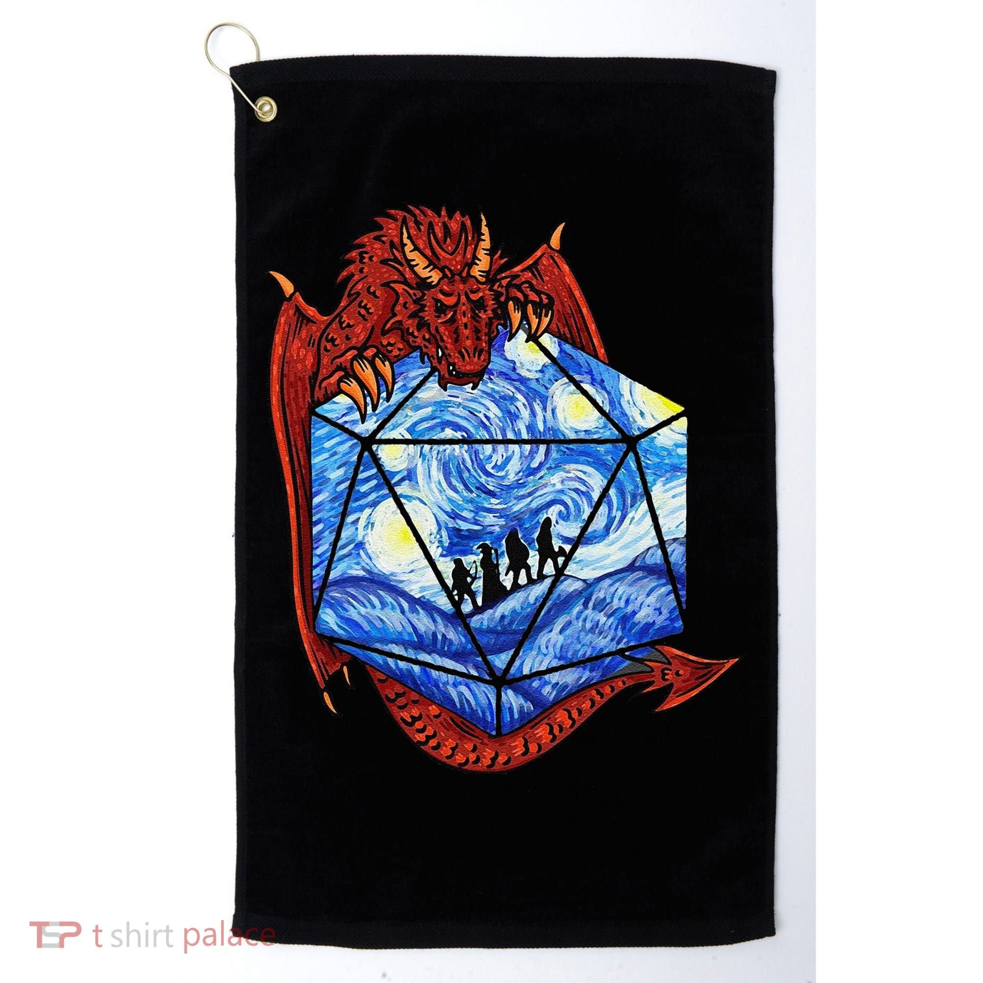 Funny Nerdy Gamer Fantasy Art Starry Night Gift Golf Towel