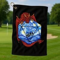 Funny Nerdy Gamer Fantasy Art Starry Night Gift Golf Towel thumb 1