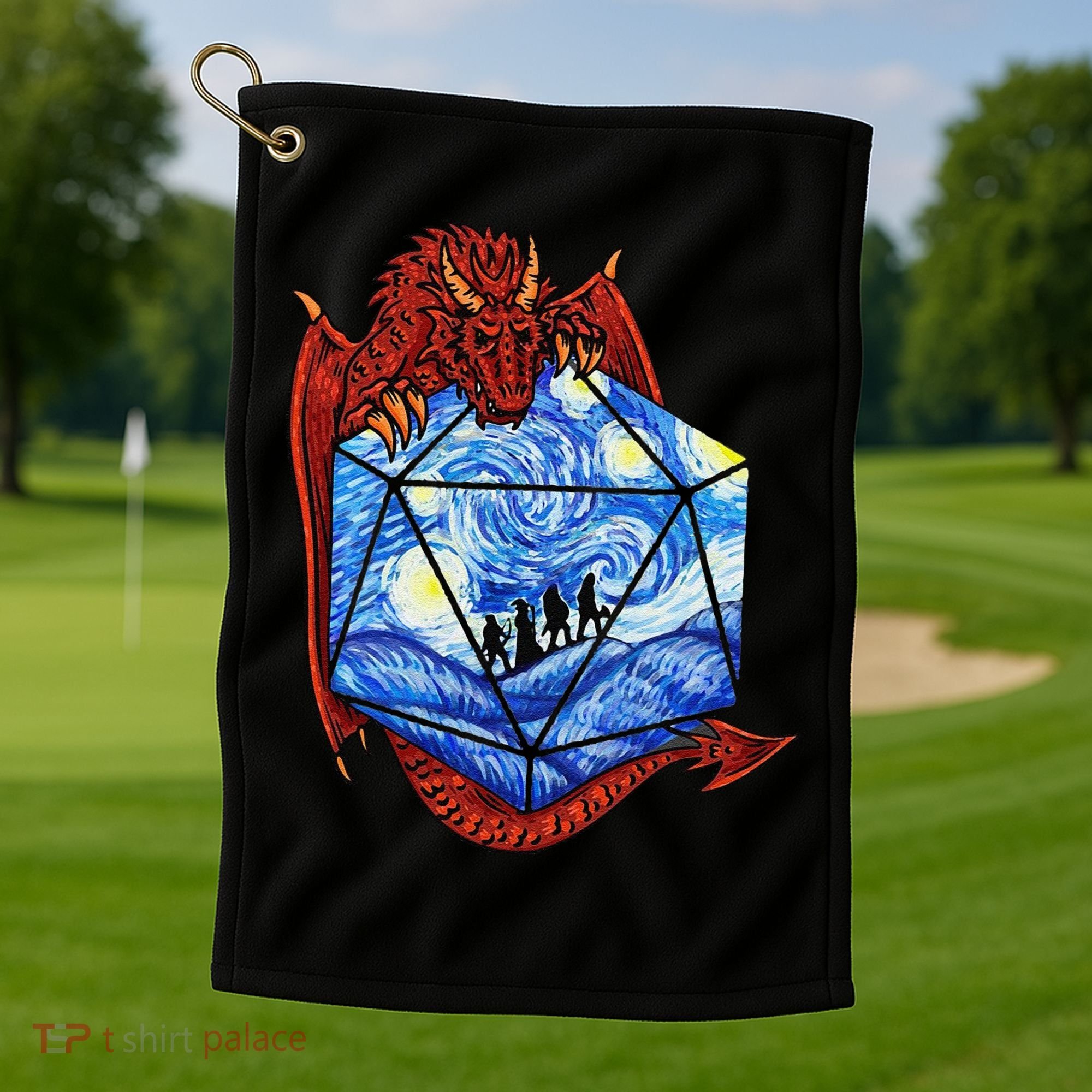 Funny Nerdy Gamer Fantasy Art Starry Night Gift Golf Towel