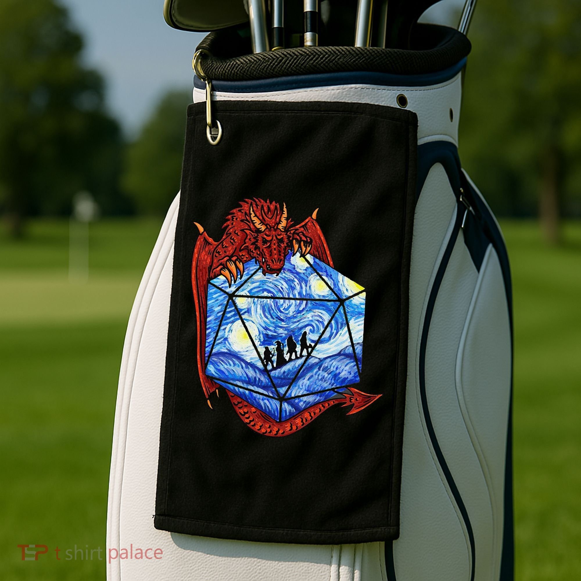 Funny Nerdy Gamer Fantasy Art Starry Night Gift Golf Towel