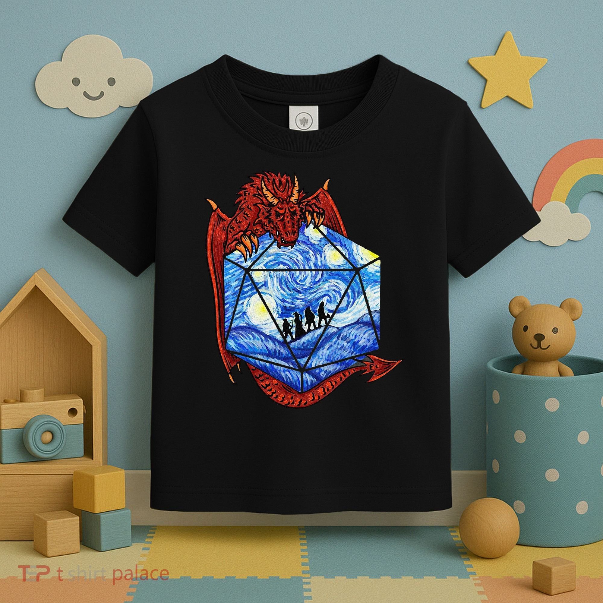 Funny Nerdy Gamer Fantasy Art Starry Night Gift Toddler T-Shirt