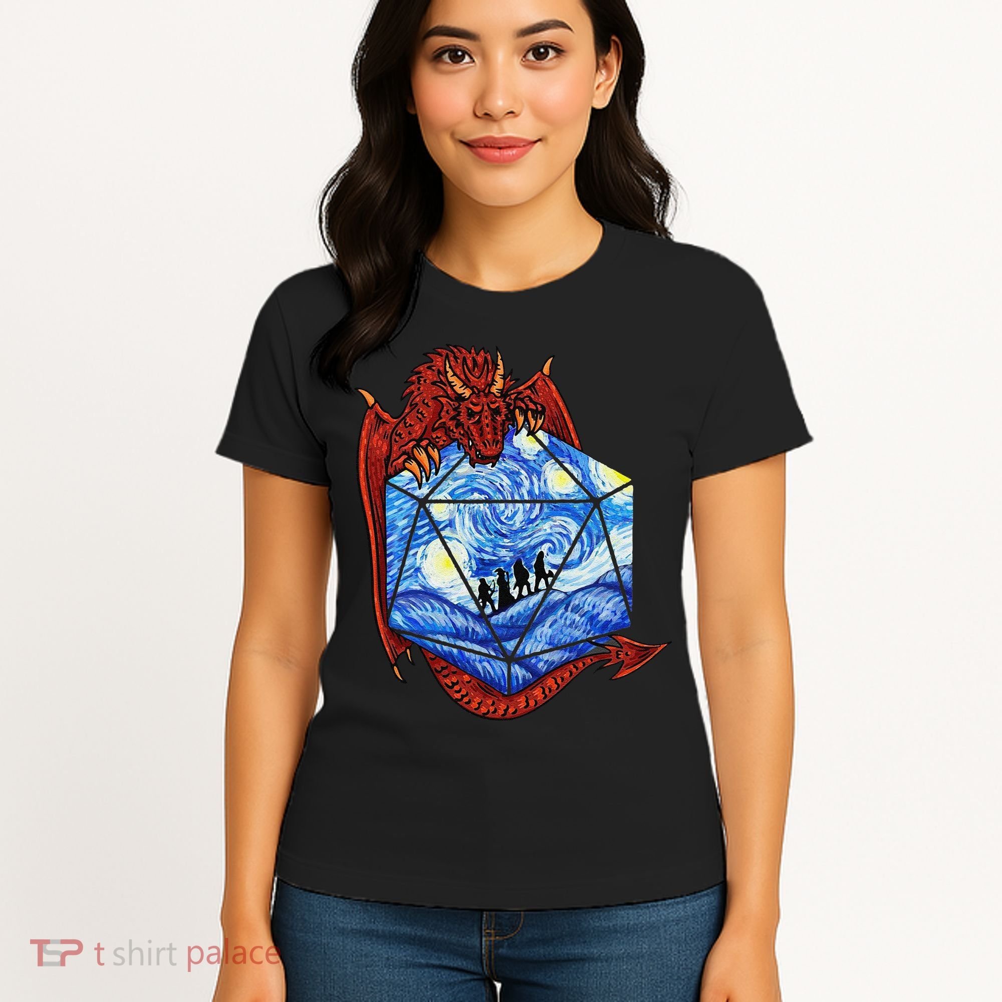 Funny Nerdy Gamer Fantasy Art Starry Night Gift Women's T-Shirt