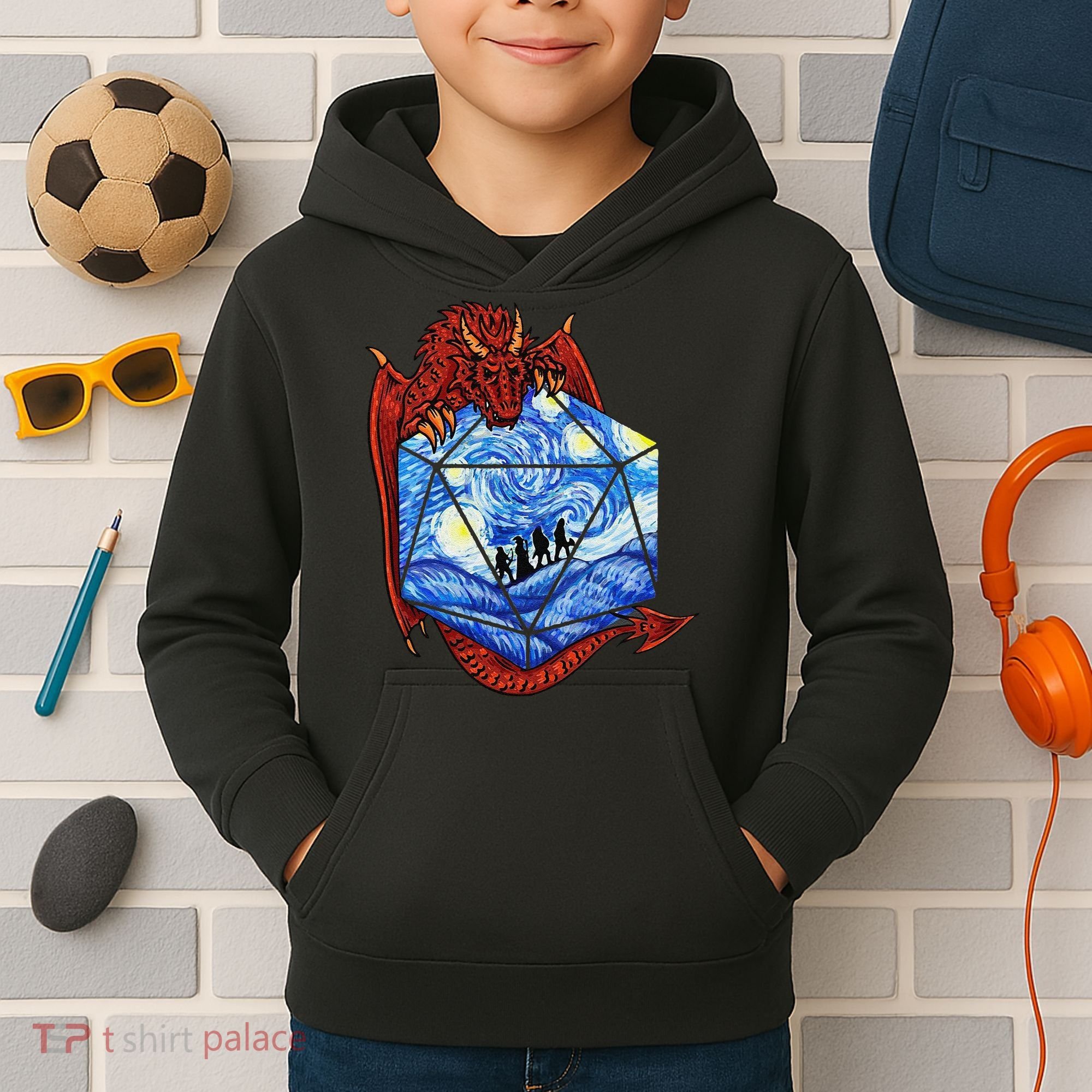 Funny Nerdy Gamer Fantasy Art Starry Night Gift Kids Hoodie