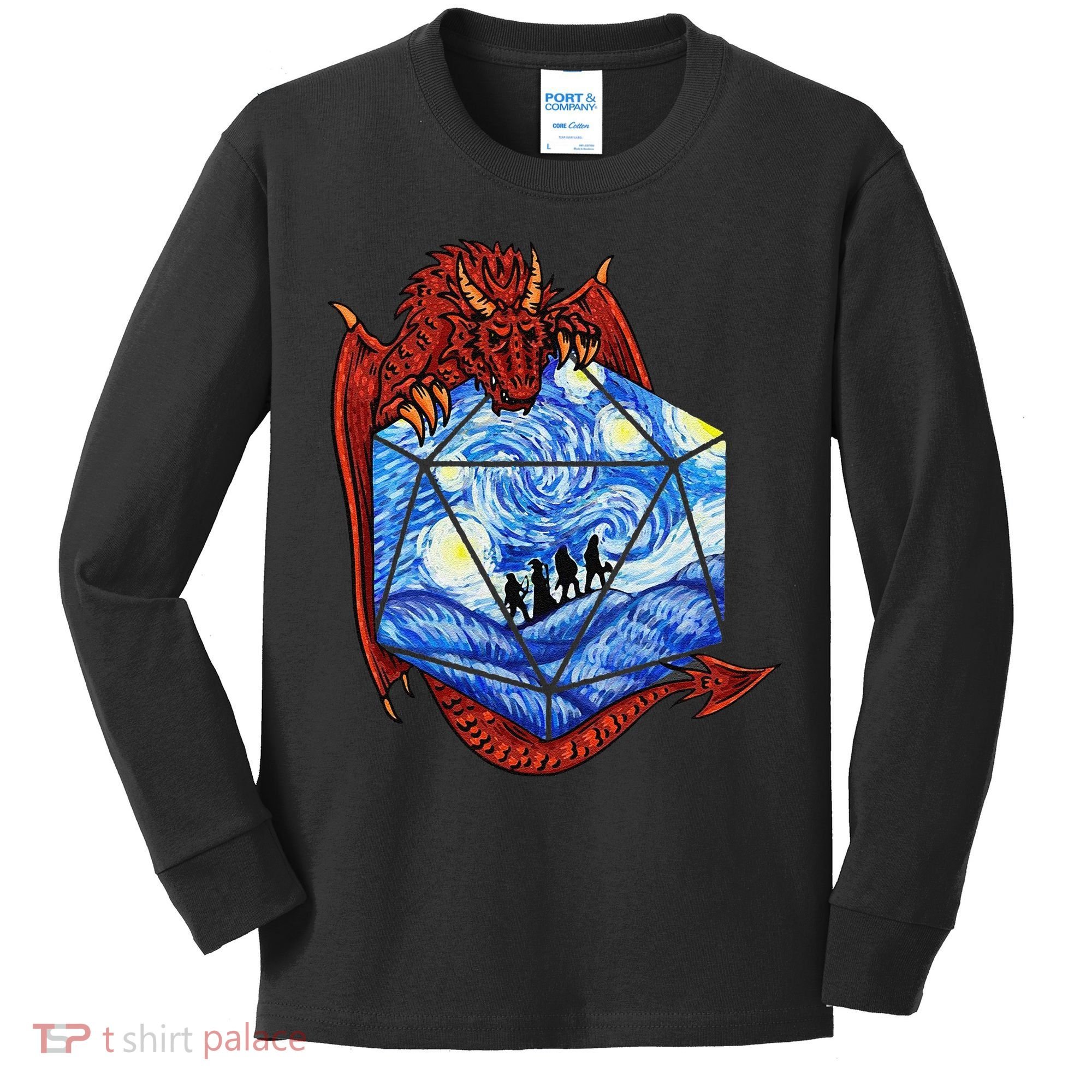 Funny Nerdy Gamer Fantasy Art Starry Night Gift Kids Long Sleeve Shirt