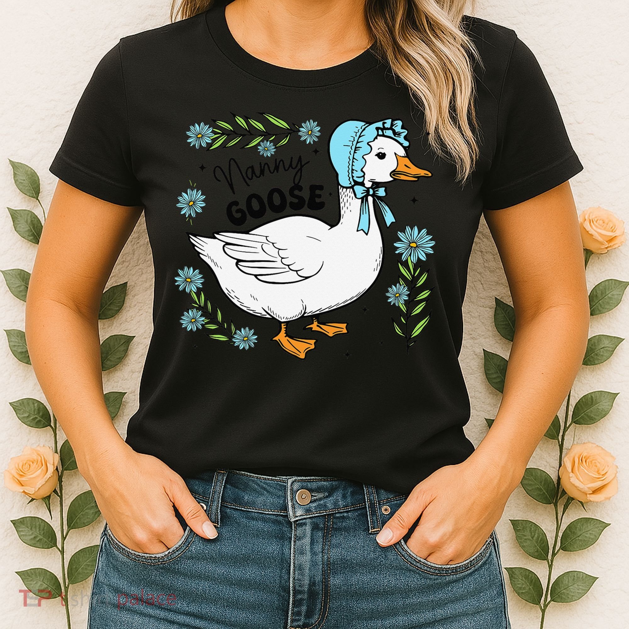 Floral Nanny Goose Cute Silly Goose Mothers Day Women's T-Shirt