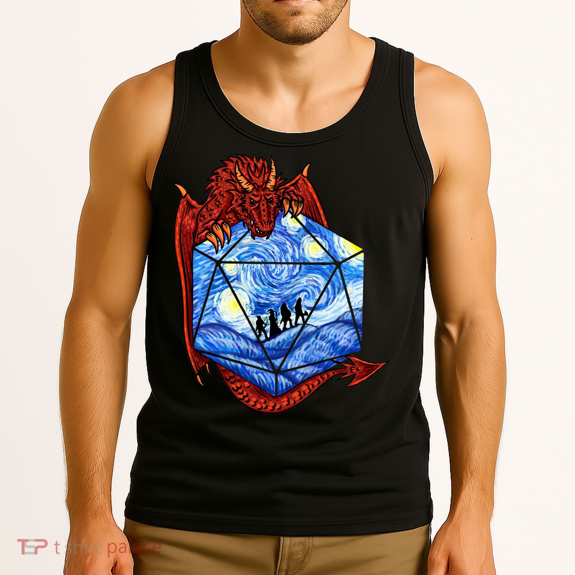 Funny Nerdy Gamer Fantasy Art Starry Night Tank Top