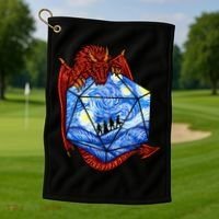 Funny Nerdy Gamer Fantasy Art Starry Night Golf Towel thumb 1