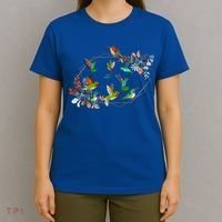 Floral Nature Hummingbird Lover Vintage Flowers Hummingbird Gift T-Shirt thumb 4