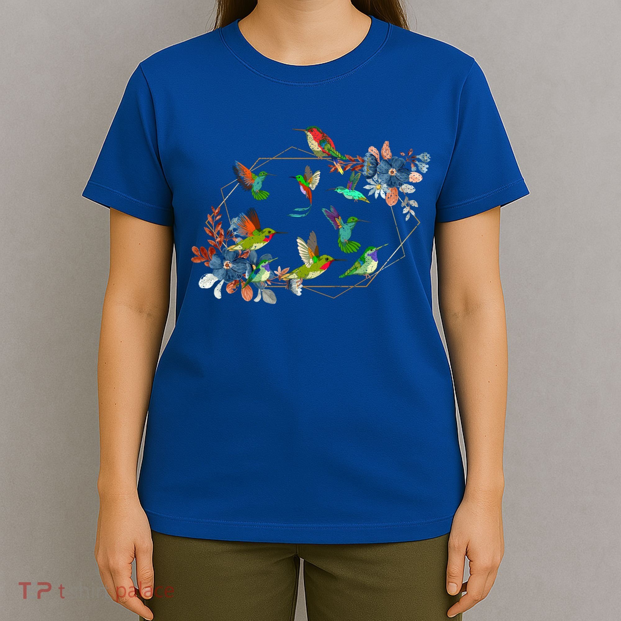 Floral Nature Hummingbird Lover Vintage Flowers Hummingbird Gift T-Shirt