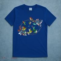 Floral Nature Hummingbird Lover Vintage Flowers Hummingbird Gift T-Shirt thumb 5