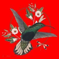 Floral Nature Hummingbird Santa Hat thumb 1