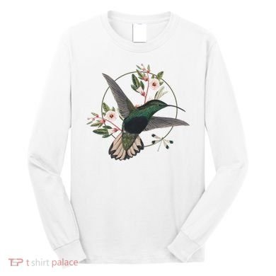 Floral Nature Hummingbird Long Sleeve Shirt