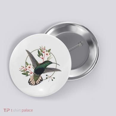 Floral Nature Hummingbird Button