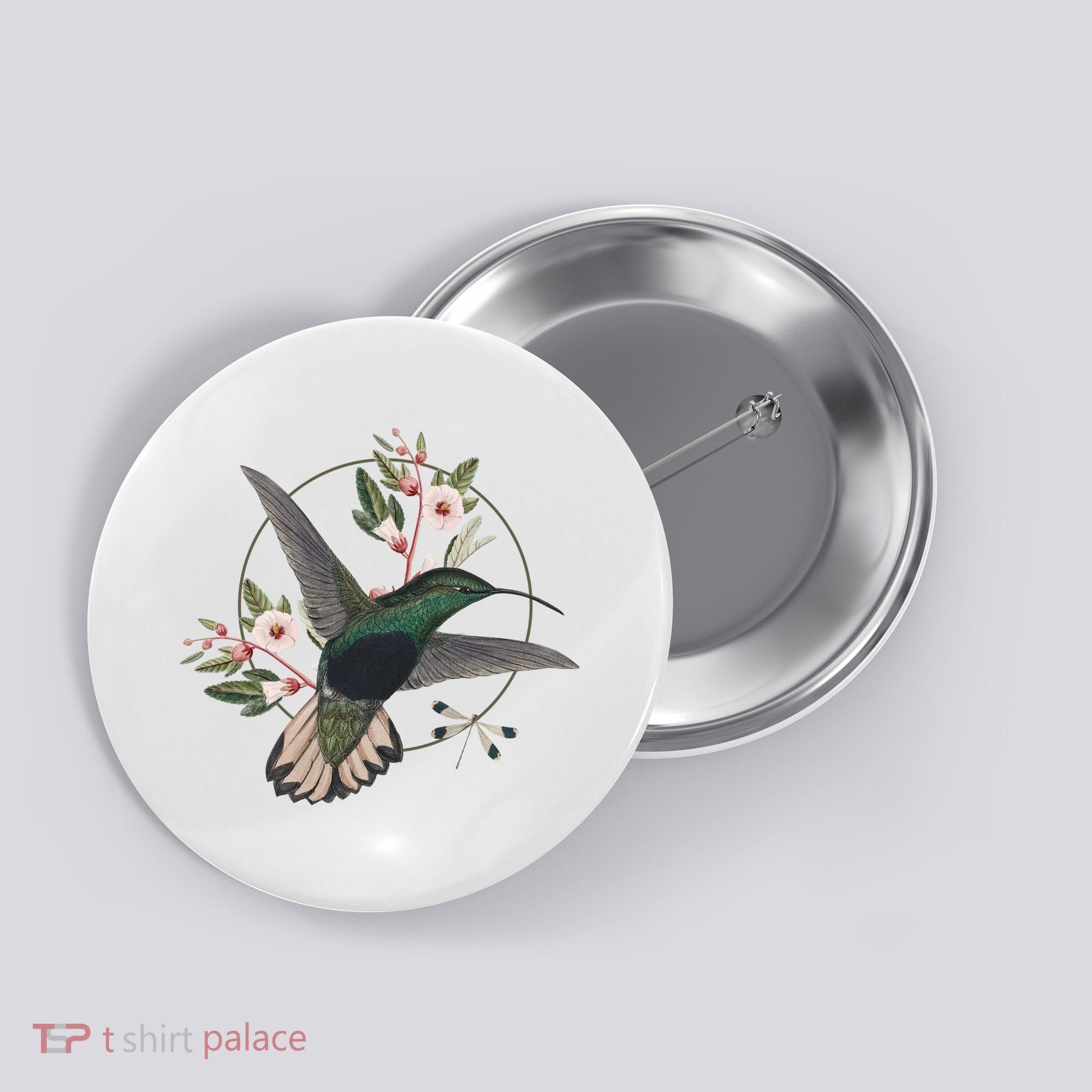 Floral Nature Hummingbird Button