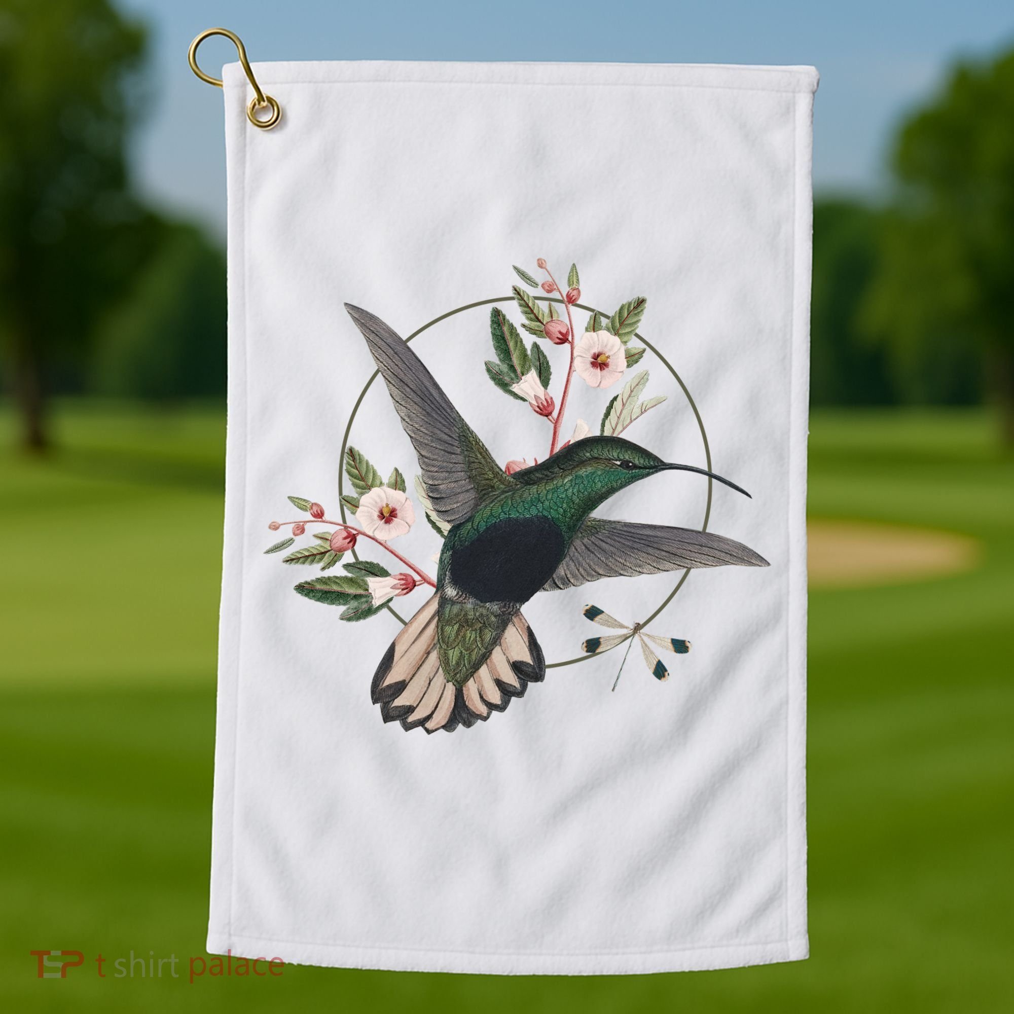 Floral Nature Hummingbird Golf Towel