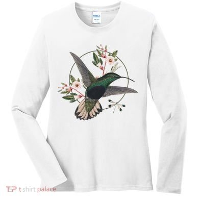 Floral Nature Hummingbird Women's Long Sleeve Shirt