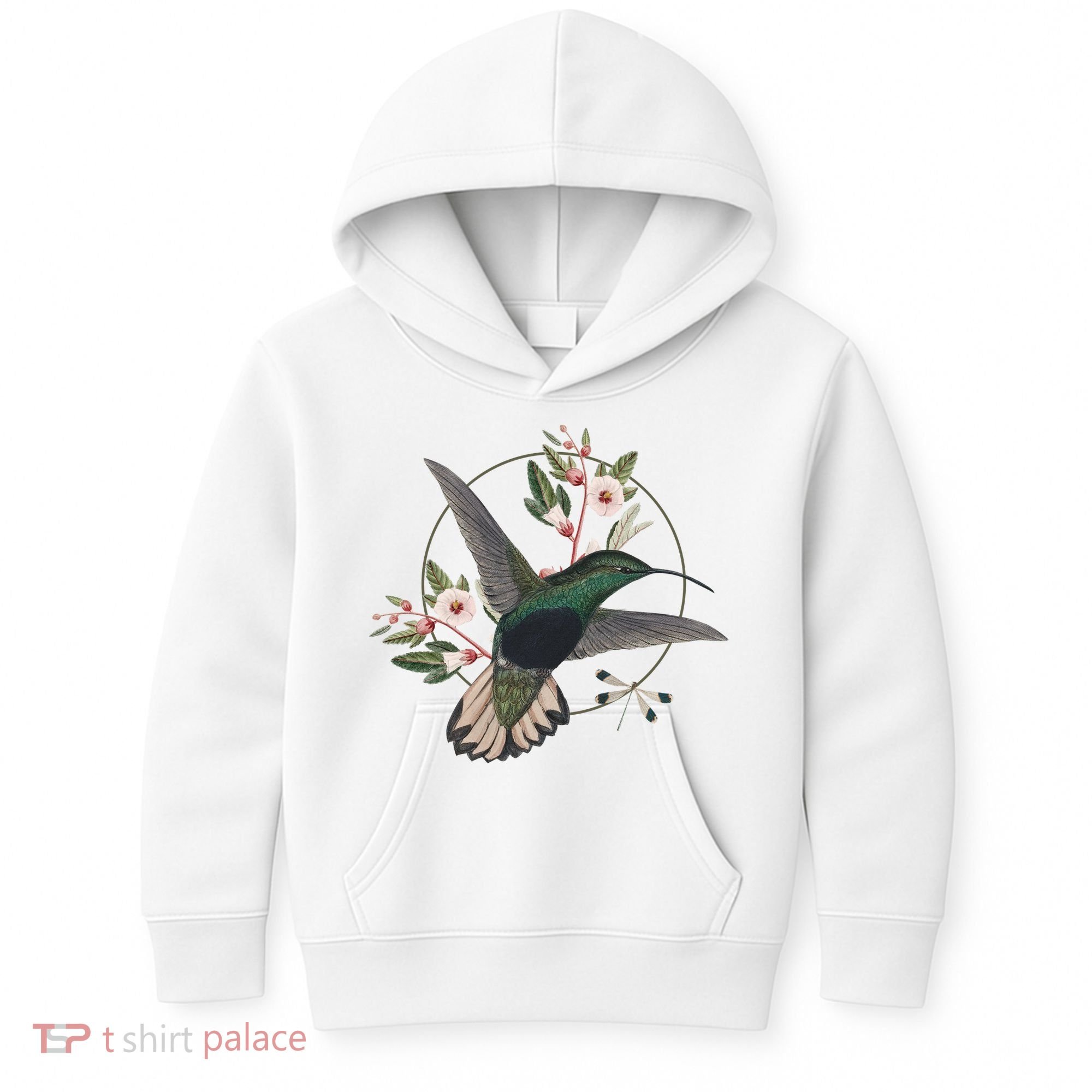 Floral Nature Hummingbird Kids Hoodie
