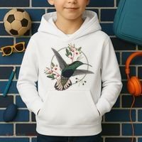 Floral Nature Hummingbird Kids Hoodie thumb 2