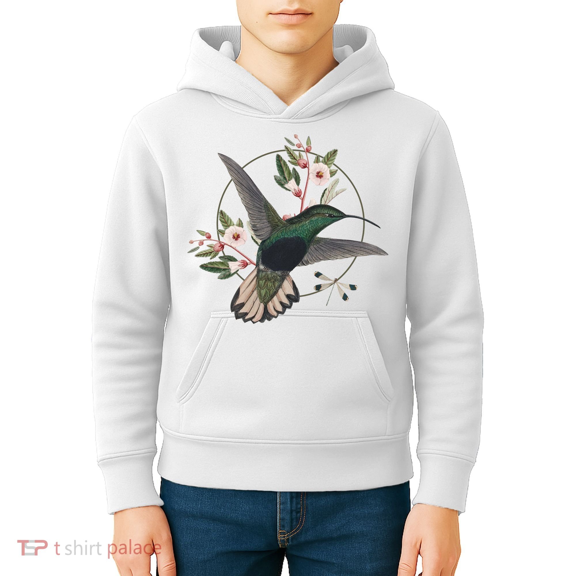 Floral Nature Hummingbird Kids Hoodie