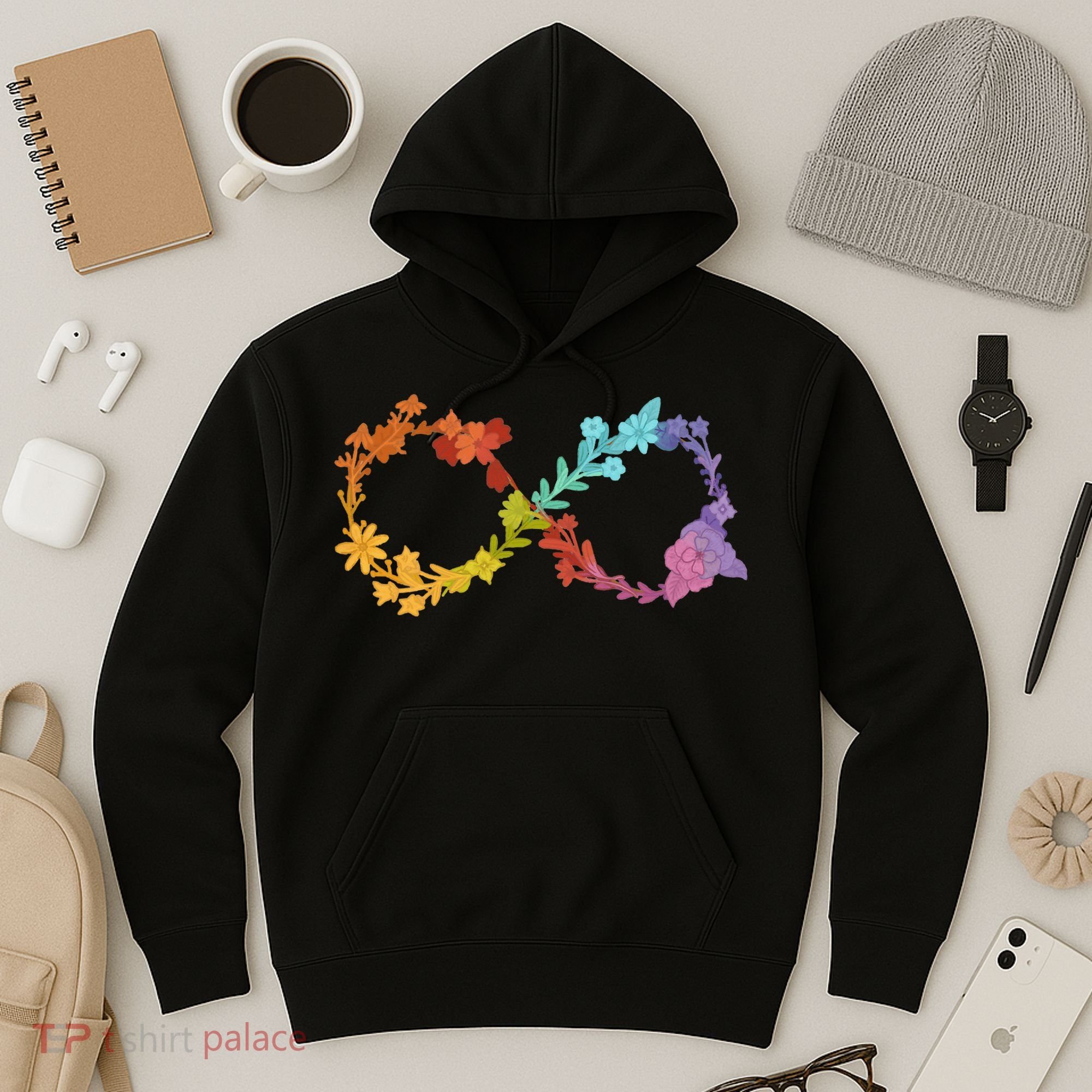 Floral Neurodiversity Infinity Symbol Autism Awareness Hoodie