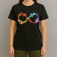 Floral Neurodiversity Infinity Symbol Autism Awareness T-Shirt thumb 4
