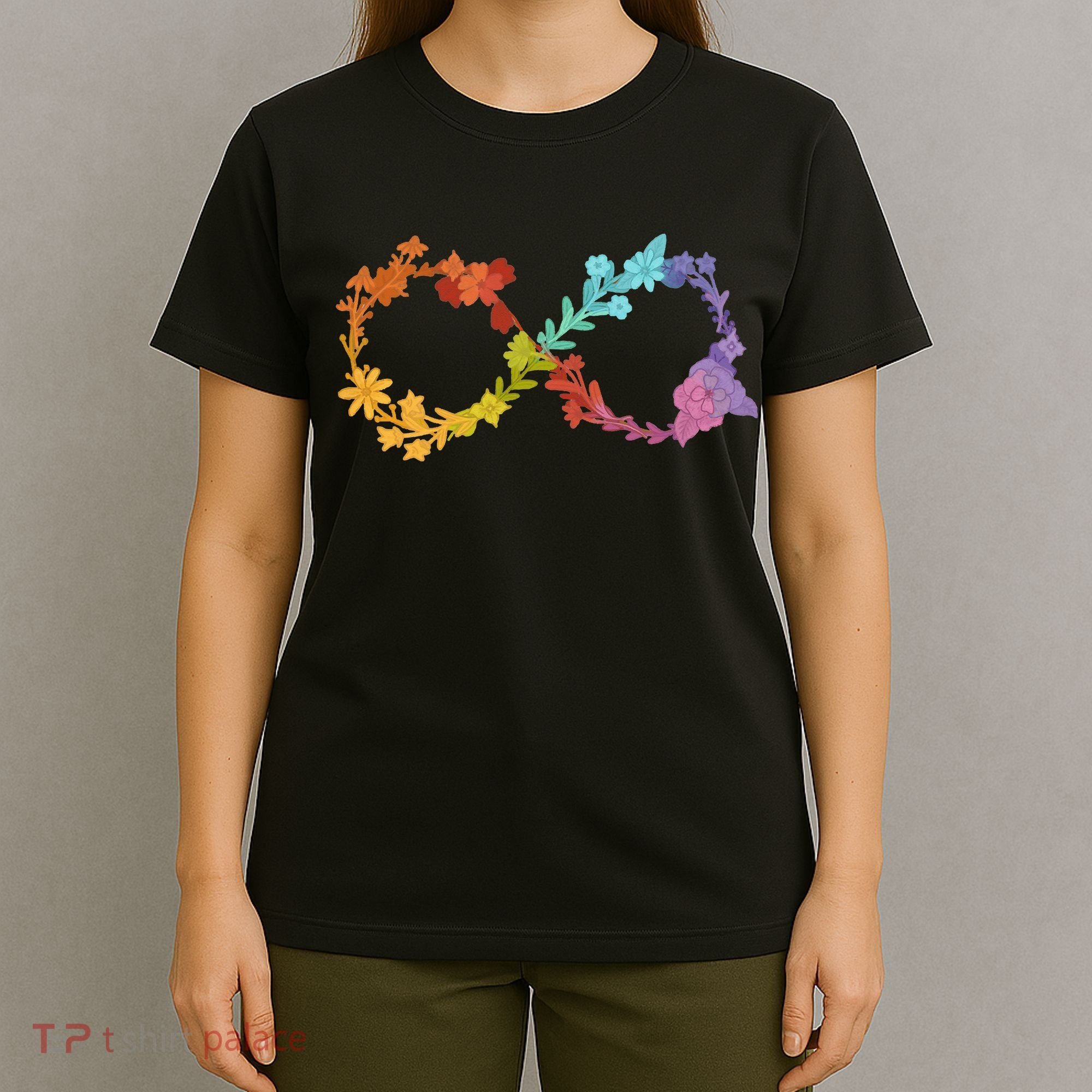 Floral Neurodiversity Infinity Symbol Autism Awareness T-Shirt