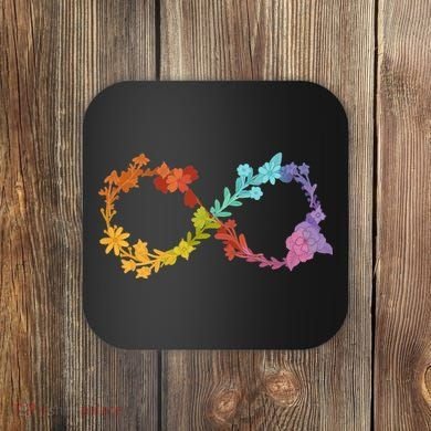 Floral Neurodiversity Infinity Symbol Autism Awareness Coaster